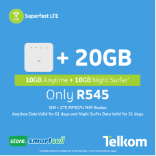 ZTE MF927U MiFi Router + 20GB Telkom LTE Data